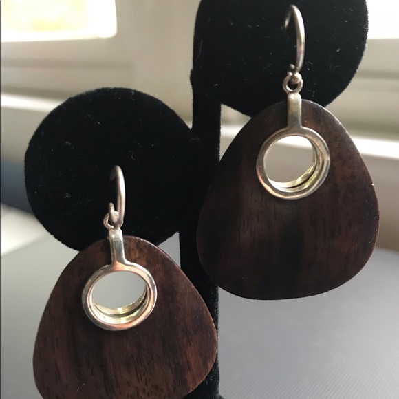 SILPADA Rare Wood and Silver Earrings - Picture 3 of 3